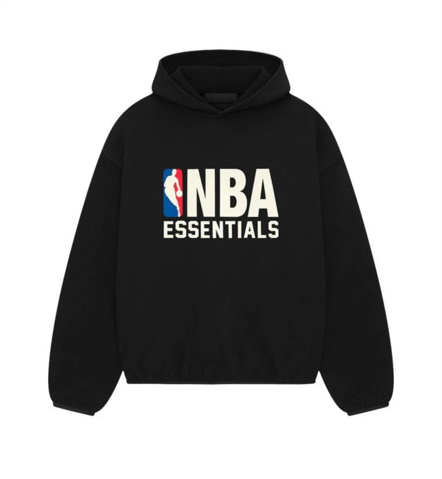 Fear of God Essentials FW24 NBA Hoodie Black and Light Heather Brand New