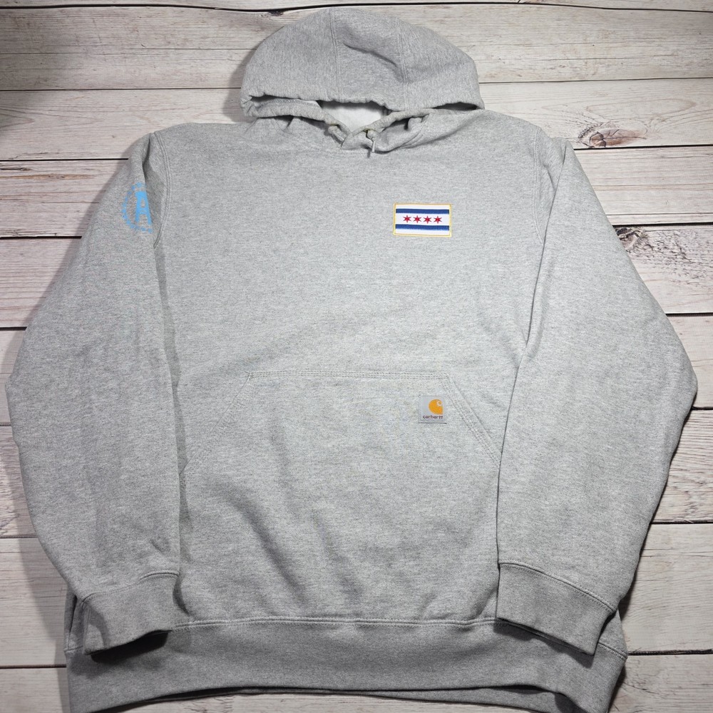 Barstool Sports Carhartt Men’s L Chicago Patch Hoodie Sweatshirt Gray Promo