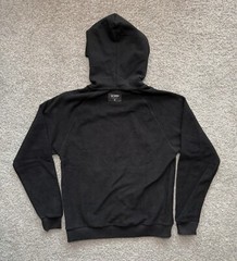 ASRV Mens Hoodie Jet Black Sz M Reversed Fleece Snap Collar Embroidered Cotton
