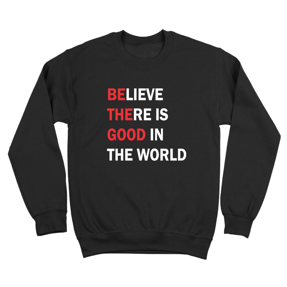 Be The Good In The World Yoga Ohm Peace Love Black Crewneck Sweatshirt