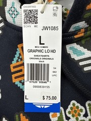 Adidas Originals Trefoil Hoodie JW1085 Black Multicolor Pixel Geo Men’s Large