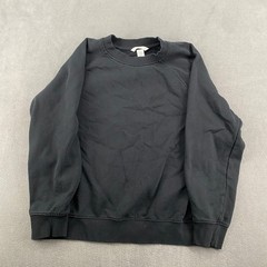 HM Mens Crewneck Sweatshirt Black Fleece Lined Pullover Long Sleeve Basic Size S