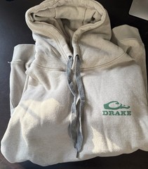 Drake Men’s Beige Pullover Hoodie L Graphic Logo Drawstring Long Sleeve