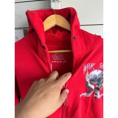 None Global Red Zip Up Hoodie Mens Large Love Kills Skull Graphic Streetwear