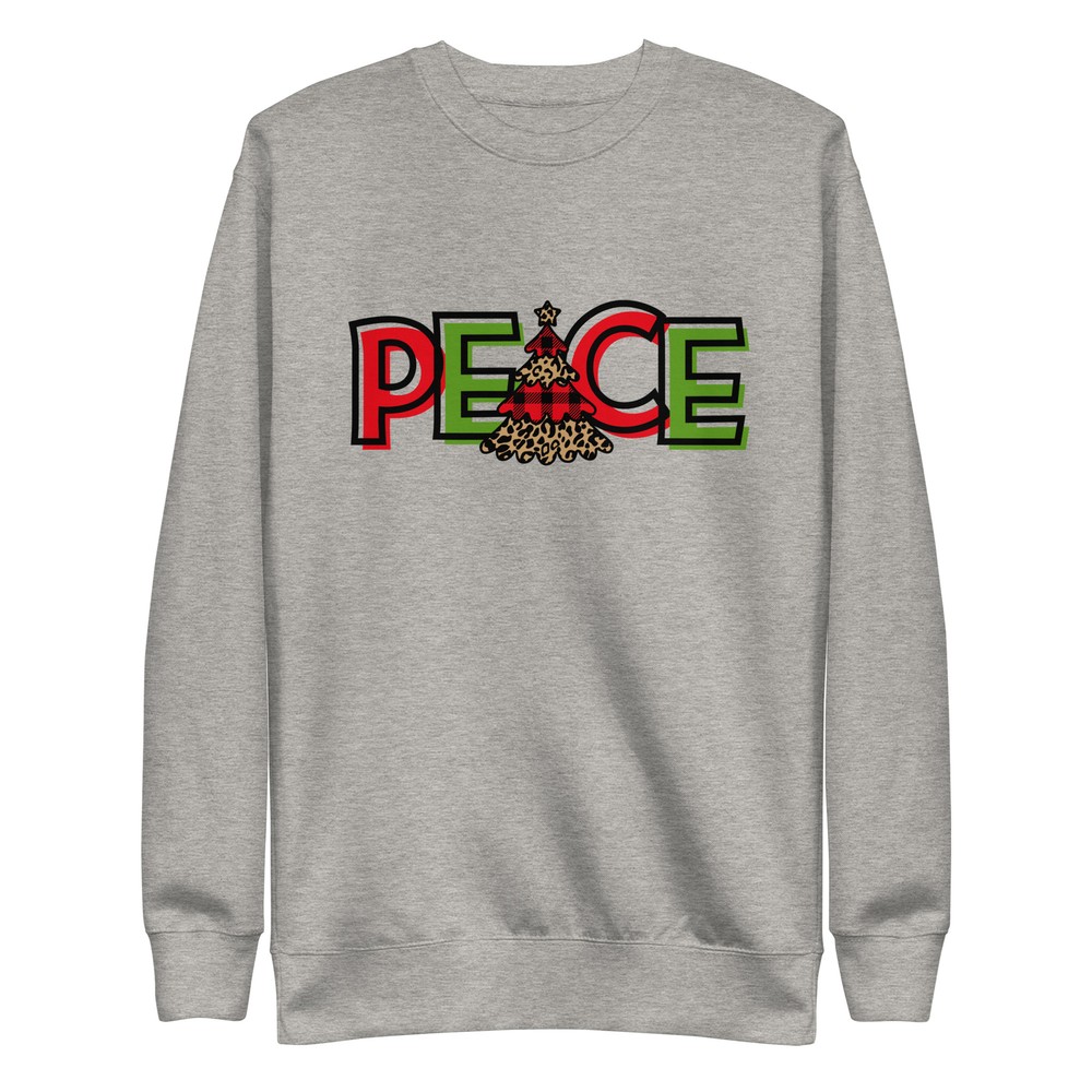 Buffalo Plaid Peace Christmas Unisex Premium Sweatshirt S,M,L,XL,2X,3X