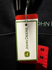 John Deere Men’s Quarter Zip Hoodie Heavyweight Cotton Pullover Medium NWT Black