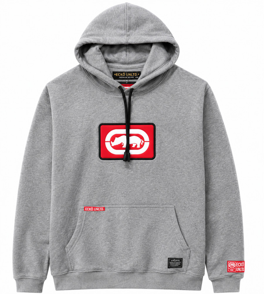 ECKO UNLTD Cotton Pullover Hoodie-Heather Grey-Size (S-2XL)-Brand New w/Tag