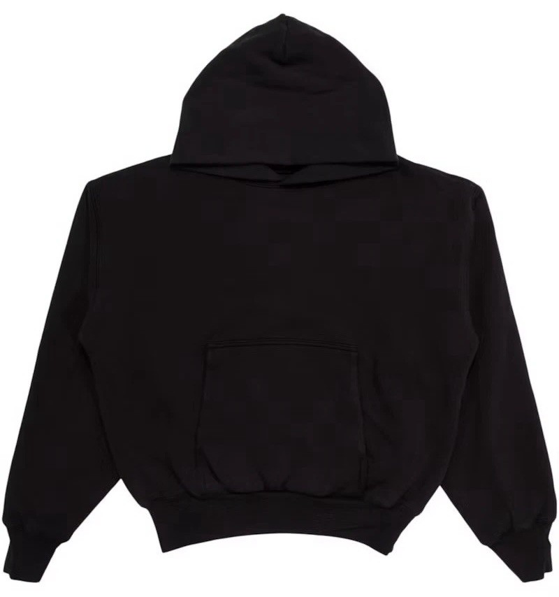 Yeezy Black Cotton Pullover Hoodie Long Sleeve Solid Men’s Size XS Pockets