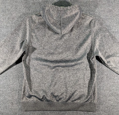 USA Embroidered Flag Logo Drawstring Pullover Hoodie Mens Medium Patriotic Gray