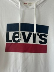 Levis Adult Men’s Small White Relaxed Hoodie Oversized Pullover Logo Red Blue S