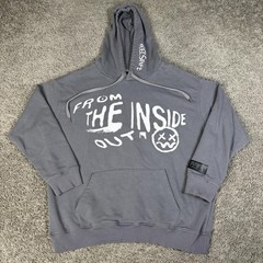 47 Street Hoodie Mens L Gray From The Inside Out Graphic Print Drawstring