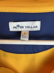 Peter Millar Golf Pullover Mens Sz. Large Yellow Long Sleeve Performance 1/4 Zip