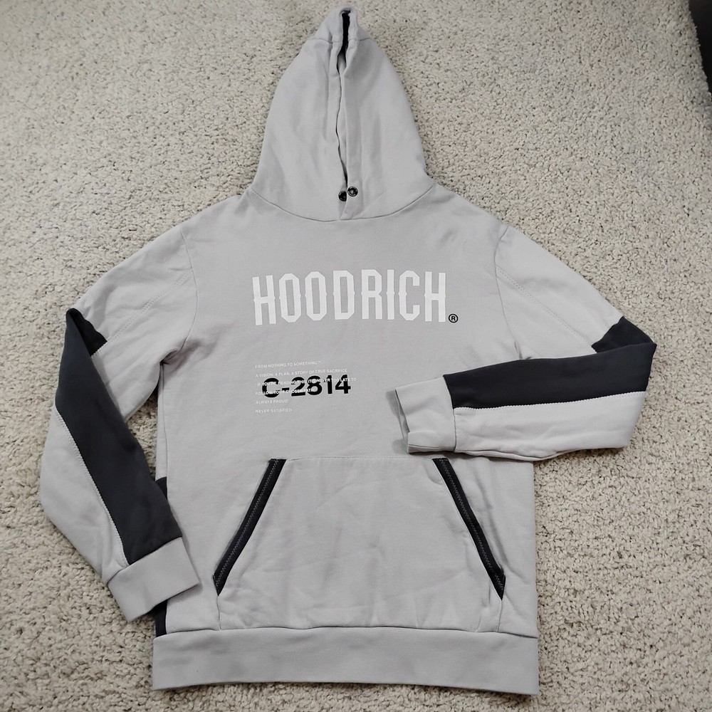 Hoodrich Hoodie Mens Medium Gray Street Wear UK Designer Hip Hop Sweatshirt