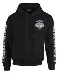 Harley-Davidson Men’s Lightning Crest Pullover Hooded Sweatshirt, Black