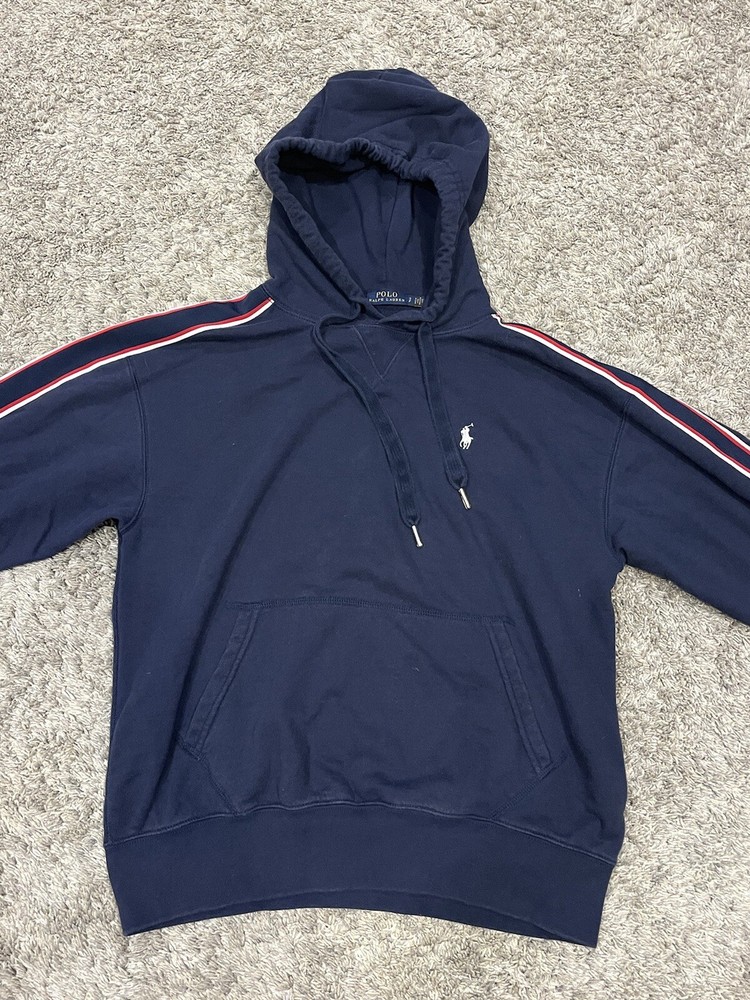 Polo Ralph Lauren Hoodie Navy Blue With Red / White Racing Striped Men’s Sz S P