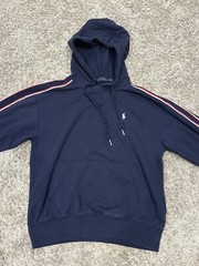 Polo Ralph Lauren Hoodie Navy Blue With Red / White Racing Striped Men’s Sz S P