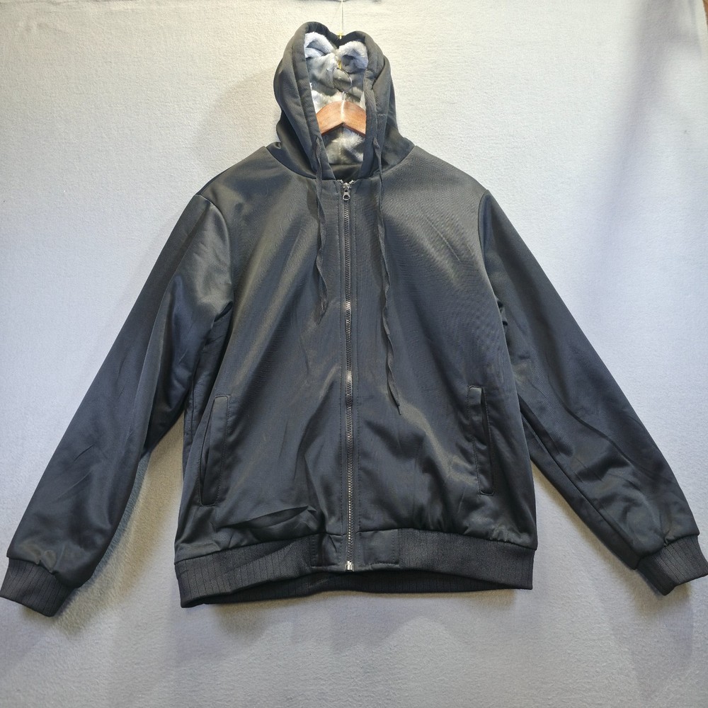 Unbranded Men’s Black Full Zip Soft Fleece Lined Hoodie with Pockets Size Medium