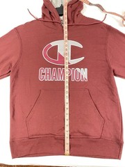 Champion Pullover Hoodie M Pocket Large Logo Burgandy Drawstring