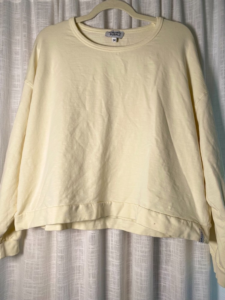 Known Supply Cream Crew Neck Sweatshirt, Coastal, Soft, Organic Cotton | Medium