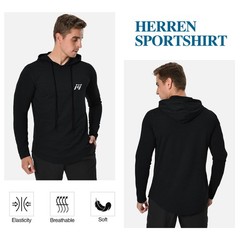Men Gym Hoodie Hooded Sweatshirt Pullover Dry Cool Thermal Warm Outdoor Running