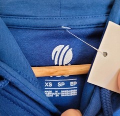England Cricket Hoodie Blue Size XS ICC World Test Championship Final 2023 Team