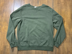 H&M Teens 14Y Solid Olive Green Cotton Fleece Crewneck Pullover Sweatshirt