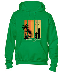 SURFER BEACH SILHOUETTE HOODY HOODIE CASUAL SUMMER HOLIDAY CLOTHING FUNNY TOP
