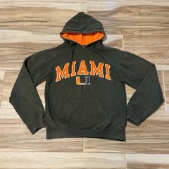 Old Varsity Brand Miami Hurricanes Hoodie Green Orange Mens Small Collegiate U