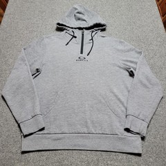 Oakley Hoodie Mens 2XL XXL Gray Bark Half Zip Training Sweatshirt Sweater