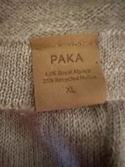 PAKA Royal Alpaca Hooded Sweater XL Sustainable Minimalist Pullover Beige