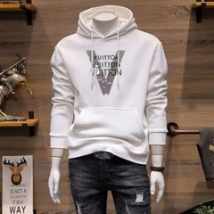 New Men Luxury Diamond V Letter 2 Sides Rhinestones Fashion Hoodie High Quality