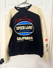 Men’s S Black/Beige Crew Neck Pullover Sweatshirt Graphic Print Speed Limit CA