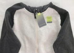 Men’s $40 Tek Gear Ultrasoft Dark Gray/Oatmeal Full Zip Fleece Hoodie Size S NWT