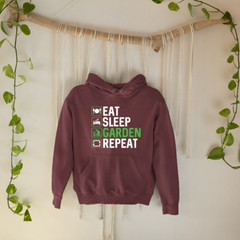 Eat Sleep Garden Repeat Hoodie Home Gardener Plants Trees Nurseries Novelty