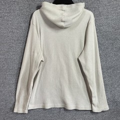 Rainforest Hoodie Mens L Waffle Knit Cream Oatmeal Thermal Pullover Stretch