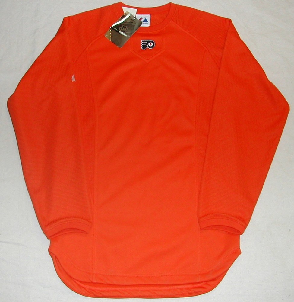 PHILADELPHIA FLYERS MAJESTIC THERMA BASE SWEATSHIRT MEN’S XS S M L XL 2X ORANGE