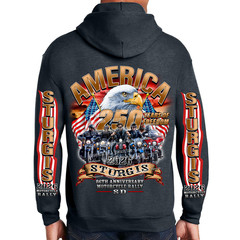 Pullover Hoodie 2026 Sturgis Motorcycle Rally America Strong No Harley