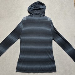 John Varvatos Hoodie Mens Large Gray Striped Rayon Linen Blend Drawstring GUC