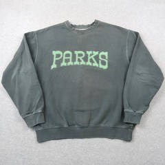 Parks Project Mens Sweatshirt Large Gray Green Graphic Pullover Crewneck Faded