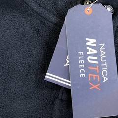 Nautica Hoodie Sweatshirt Mens Medium Blue Gray NAUTEX Fleece Pullover Logo