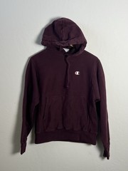 Vintage Champion Reverse Weave Burgundy Pullover Hoodie S Fleece Logo Pockets