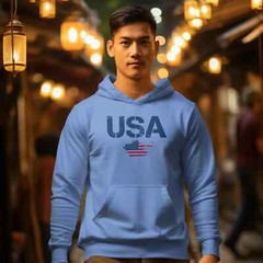 Stylish USA Flag Text Hoodie: Classic Fit for Men Perfect for Fast Fashion Lover