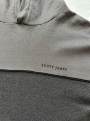 Mens, James Scott Long Sleeve Black/grey Hooded Shirt Size L