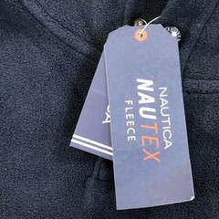 Nautica Hoodie Sweatshirt Mens Medium Blue Gray NAUTEX Fleece Pullover Logo