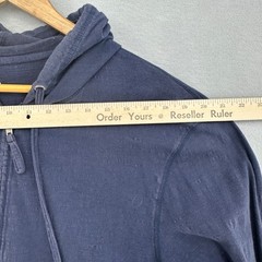Y2K Gap Navy Blue Full Zip Hoodie Lightweight 100% Cotton Slub Sweatshirt L VTG