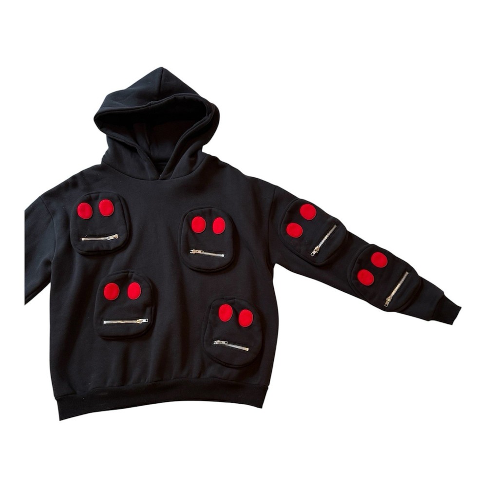 Syckli Black Red Multifaced Pullover Hoodie Men’s Medium US Seller Streetwear