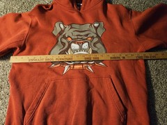 Vintage JNCO Jeans Sweatshirt Hoodie Bulldog Logo Size Youth Large Red 90’s