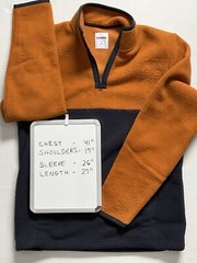New Sonoma 1/4 Zip SuperSoft Artic Fleece Pullover Mens Small Navy/Copper