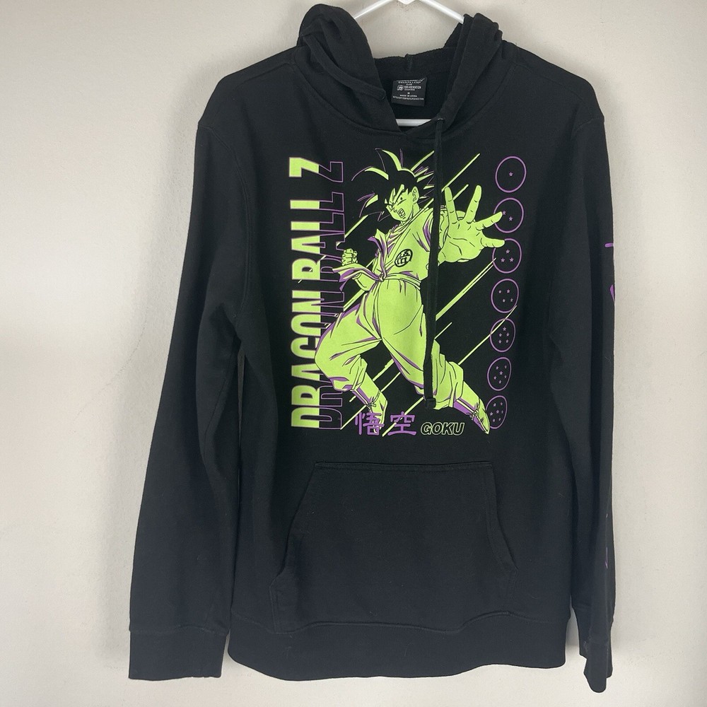Dragon Ball Z Goku Pullover Hoodie Black Purple & Green Sz Medium Toei Animation