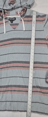 Volcom Baja Hoodie Mens XL Blue Coral Striped Woven Cotton Pullover Poncho